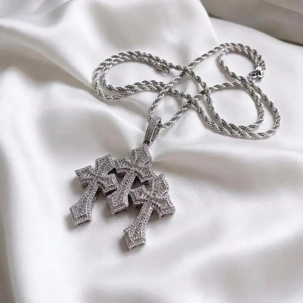 Iced Out Triple Cross Pendant 6958